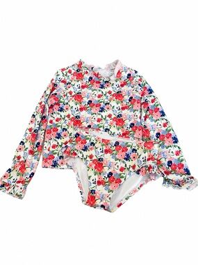 Janie and Jack Floral Long-Sleeve Rashguard Set - Pink, Blue & Green